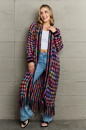 🌈 Angel Wings Full Size Multicolored Open Front Fringe Hem Cardigan 🌈