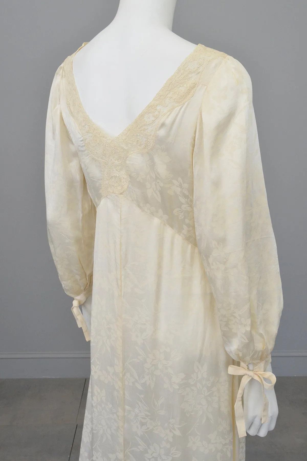 1930s cream jacquard poet sleeve night gown dress, TLC