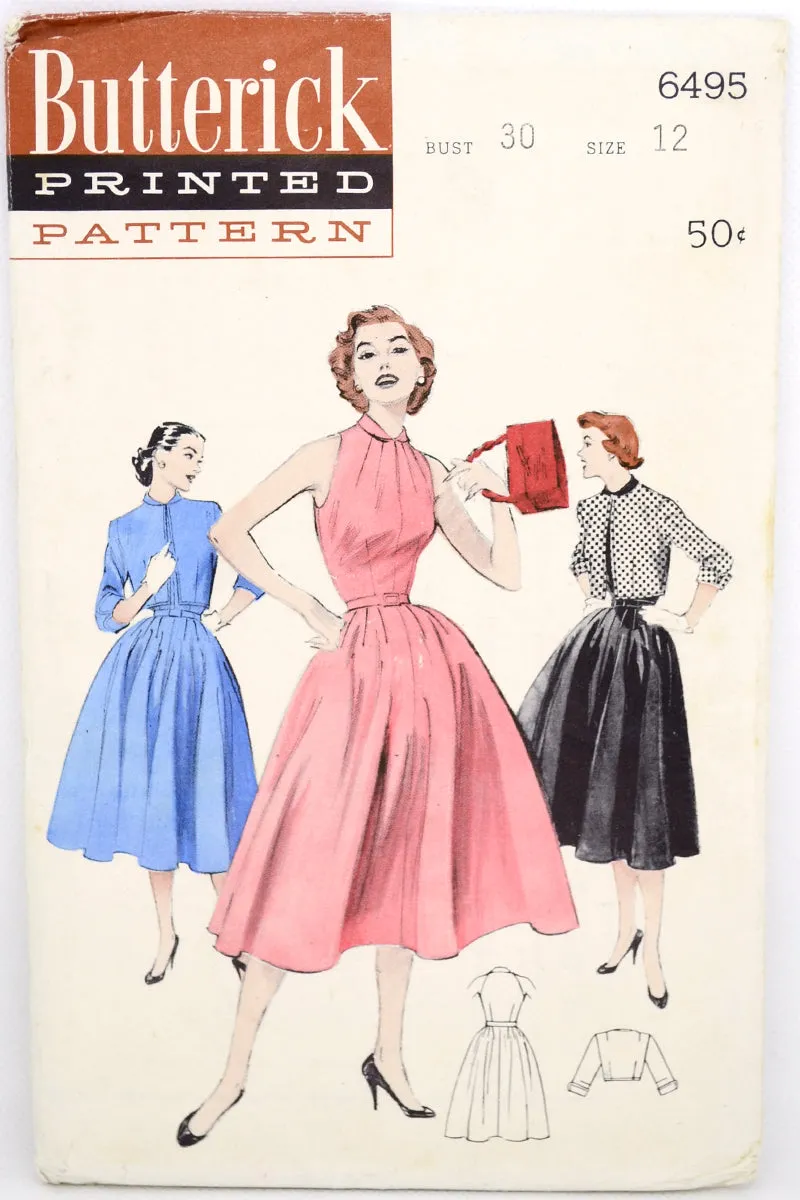 1950s Butterick 6495 Vintage Dress & Jacket Uncut Sewing Pattern