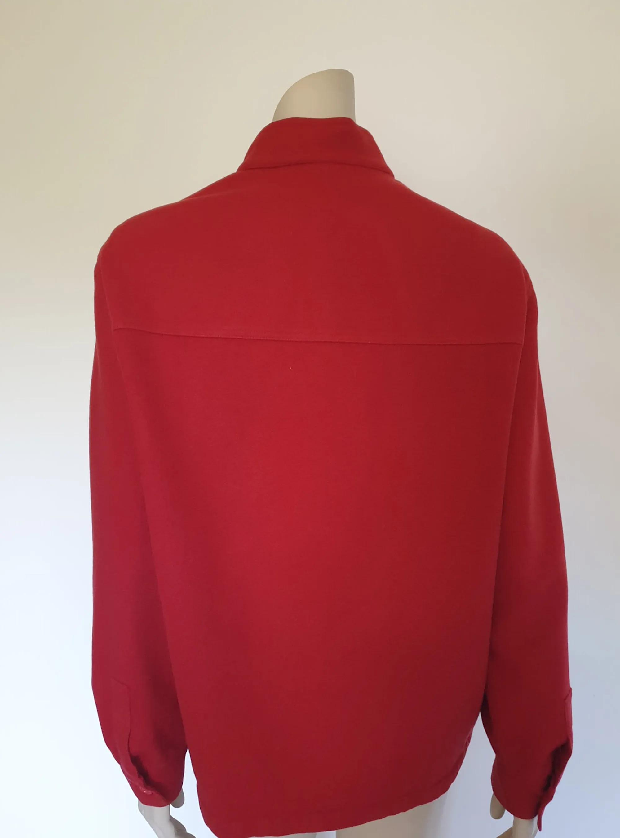 1970s Red Wool Jacket With Mandarin Collar - M