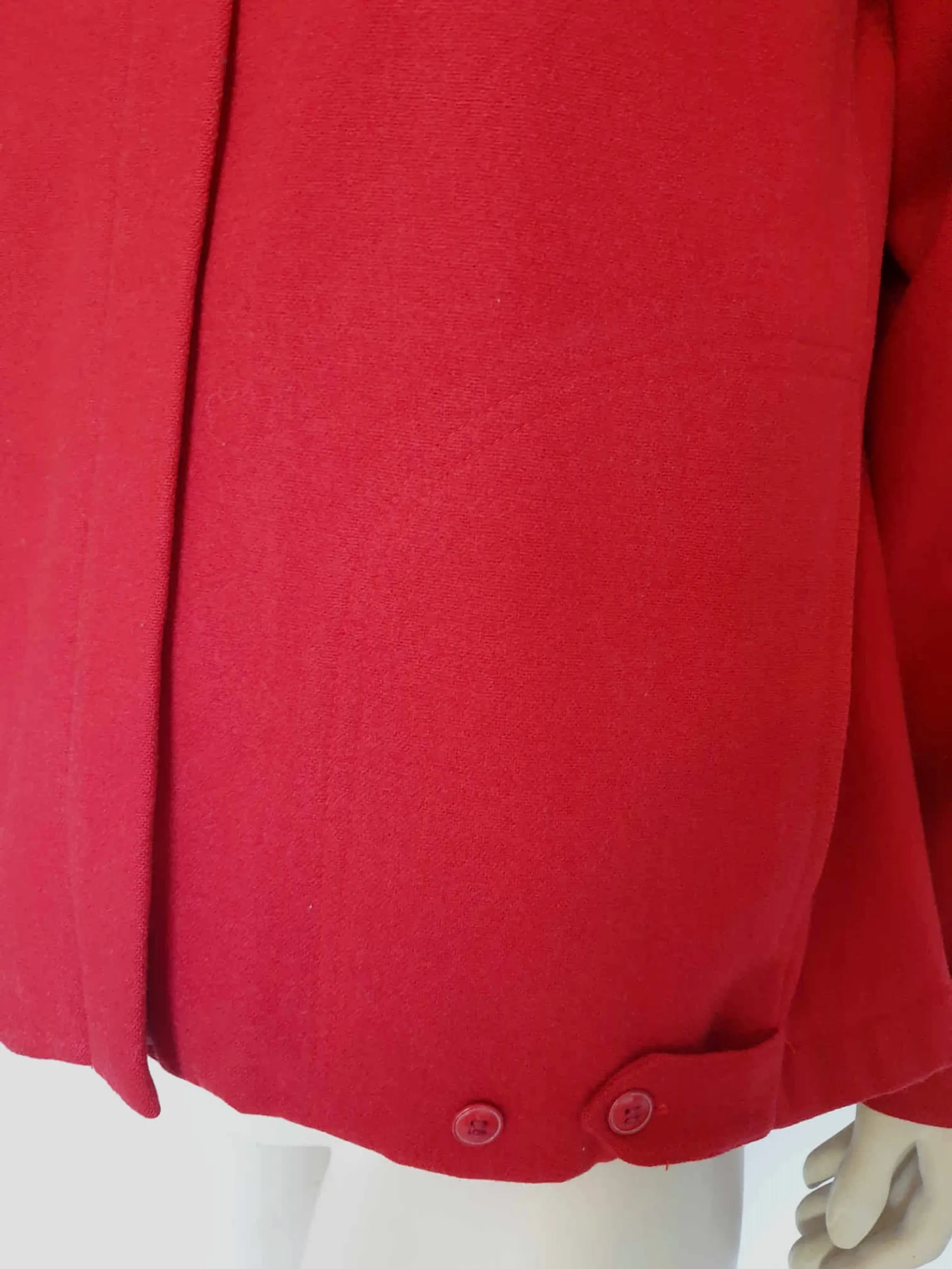 1970s Red Wool Jacket With Mandarin Collar - M