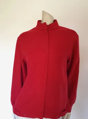 1970s Red Wool Jacket With Mandarin Collar - M