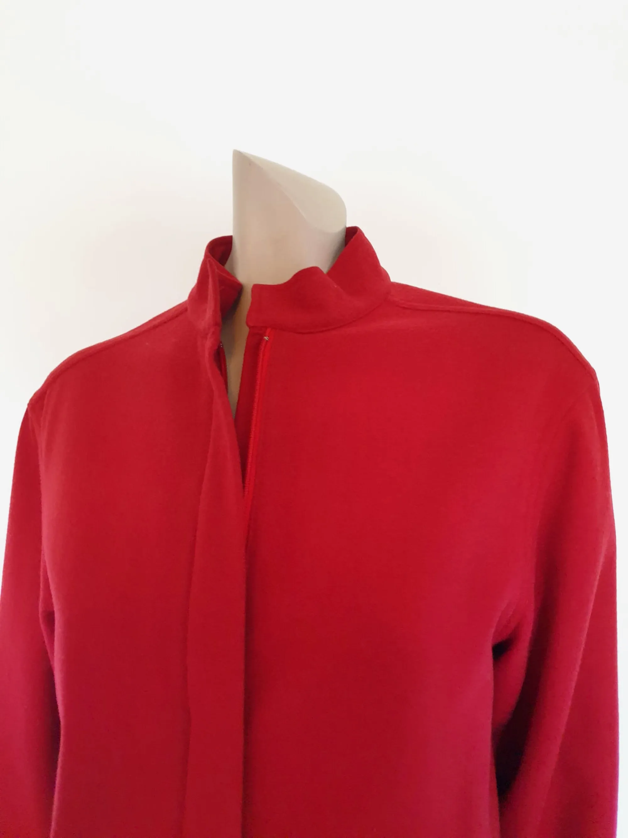 1970s Red Wool Jacket With Mandarin Collar - M