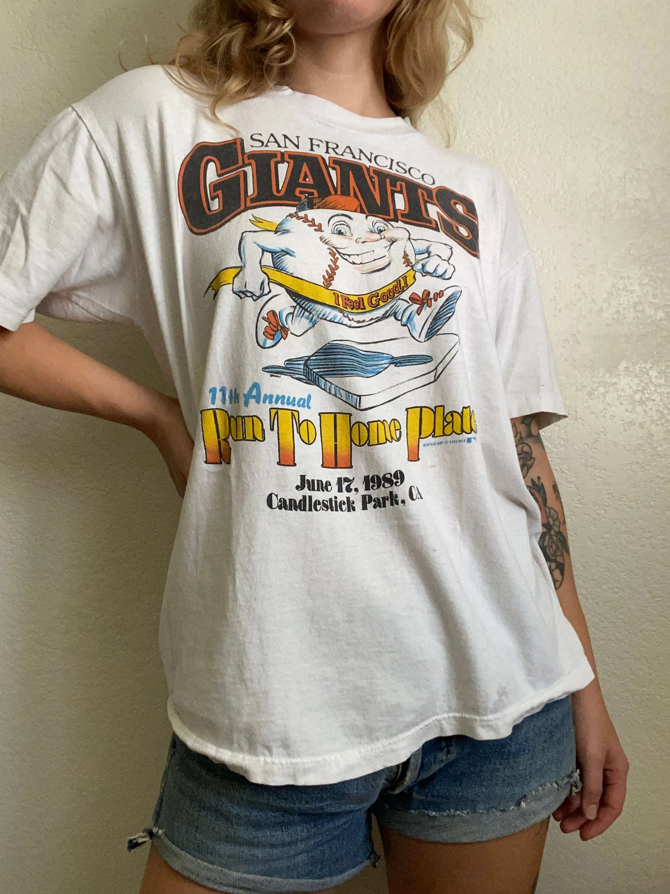 1980s San Francisco Giants graphic marathon t shirt large