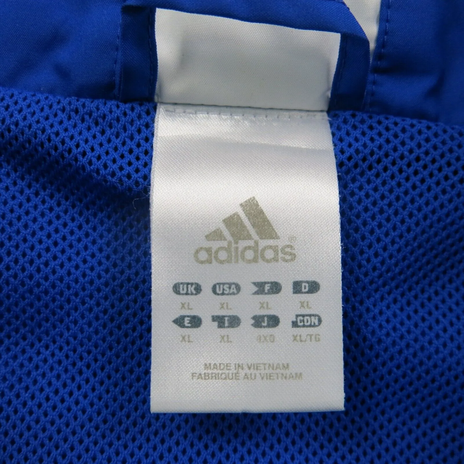 Adidas Men Windbreaker Jacket Full Zip Up Long Sleeve 3 Stripes Blue White SZ XL