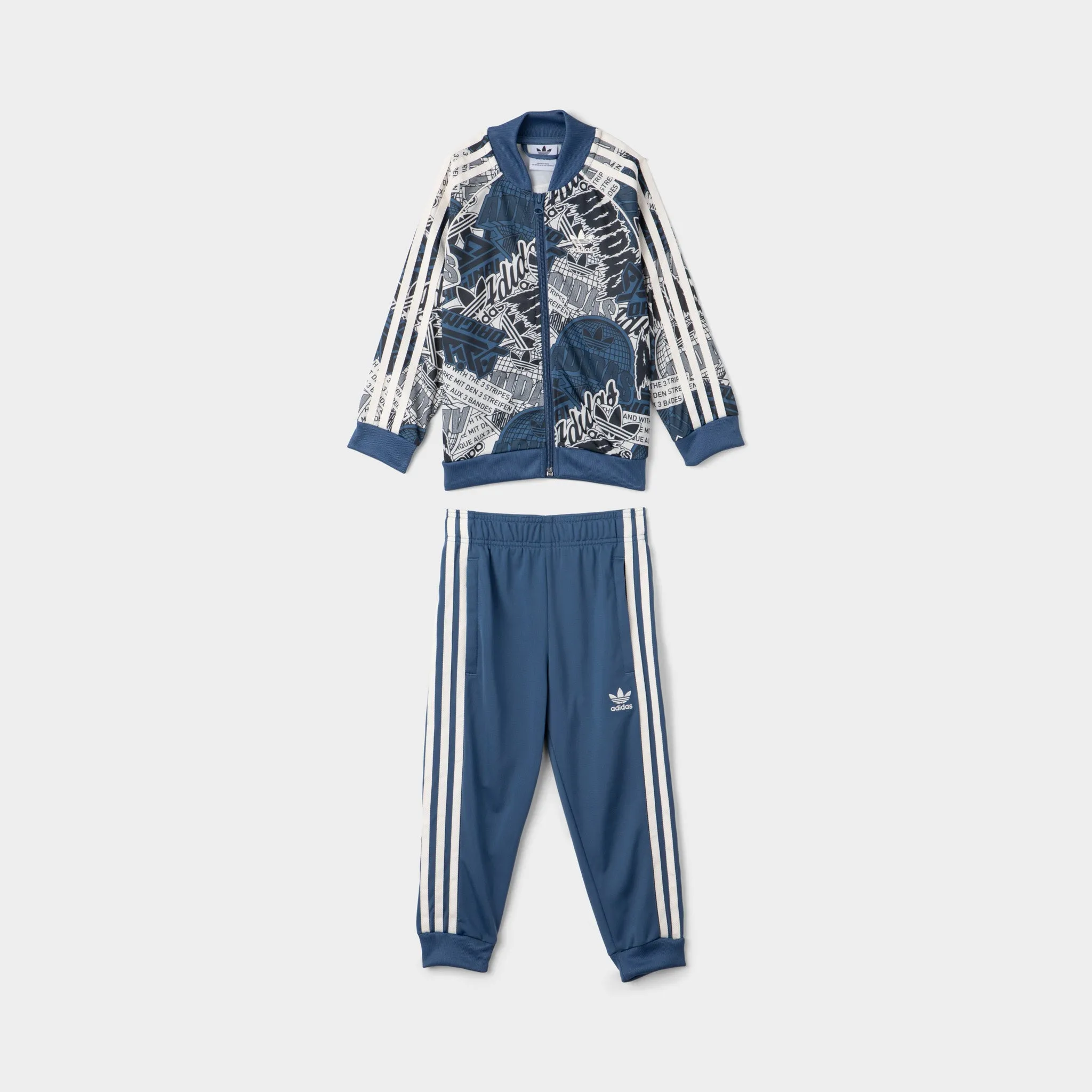 adidas Originals Childrens’ Allover Print Track Suit Wonder White / Black - Wonder Steel