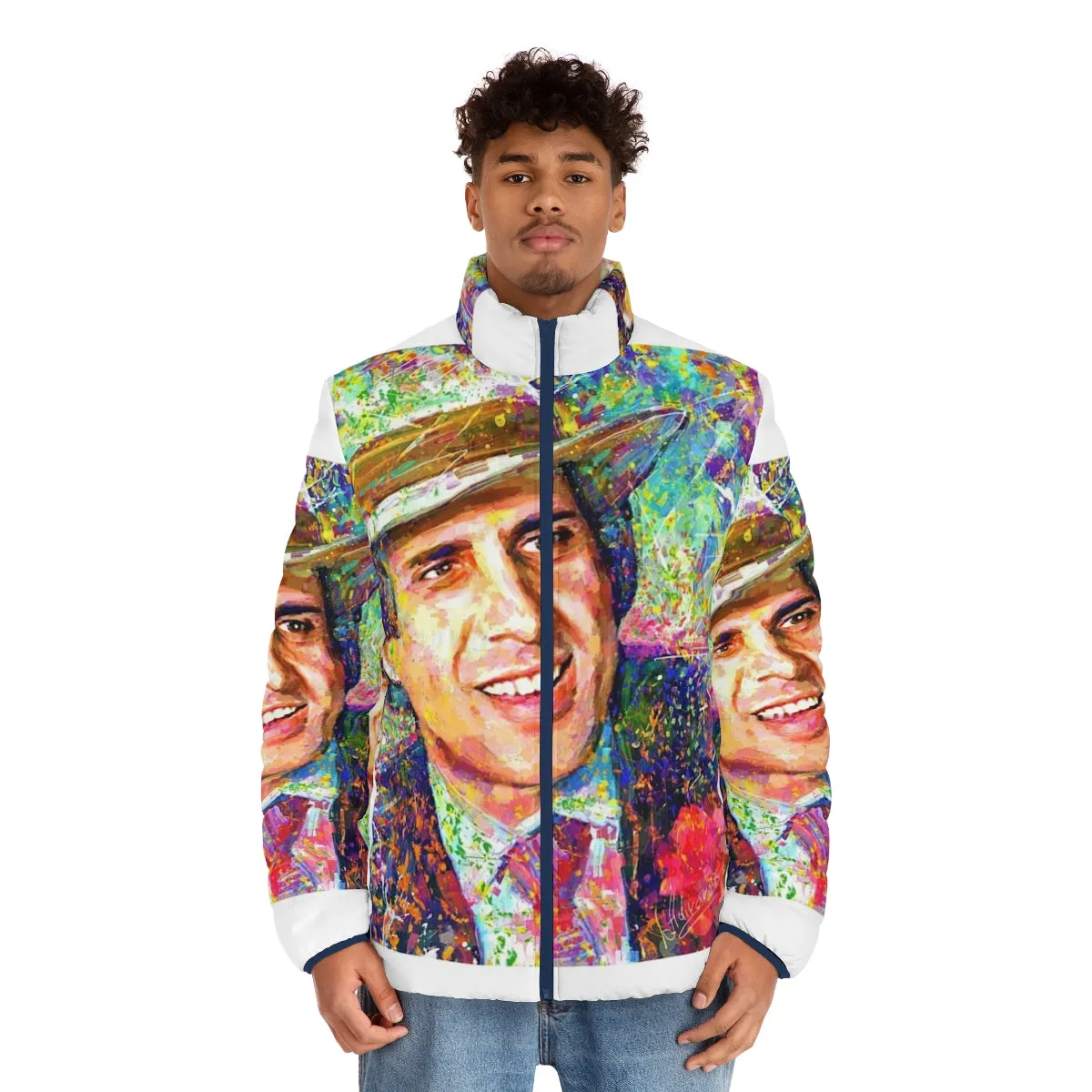 Adriano Celentano Dream Puffer Jacket - Impressionist Art Portrait Wall Decor