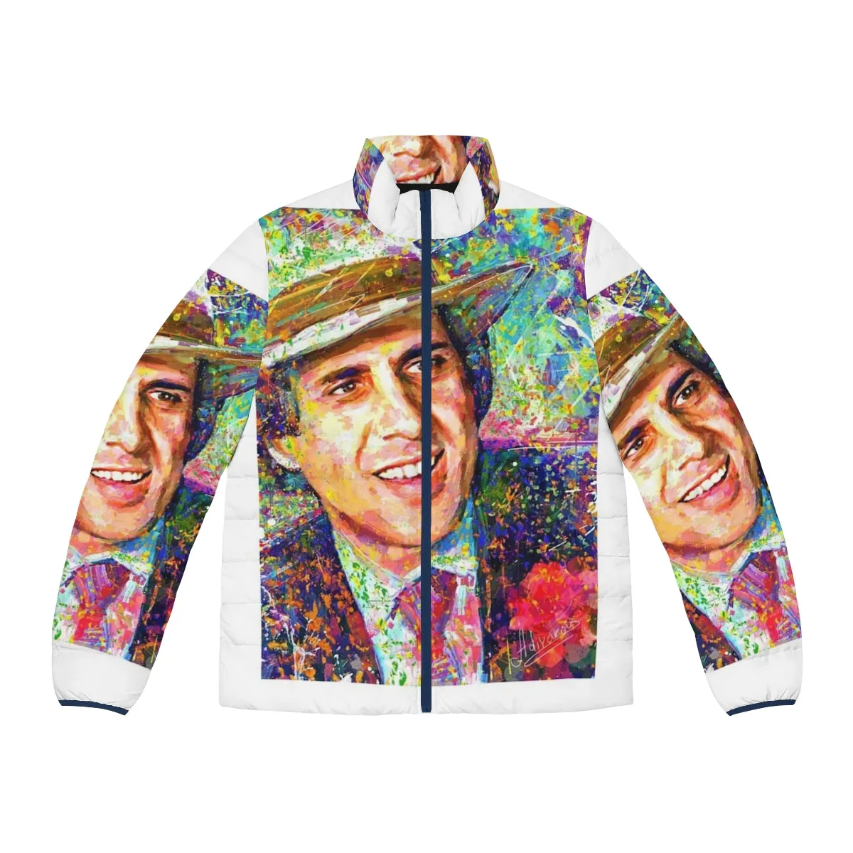 Adriano Celentano Dream Puffer Jacket - Impressionist Art Portrait Wall Decor