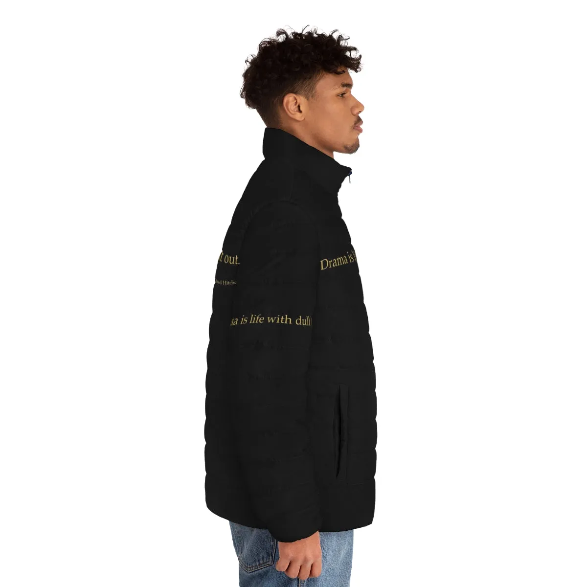 Alfred Hitchcock Quote Puffer Jacket - Fashion Inspired by the Master of Suspense