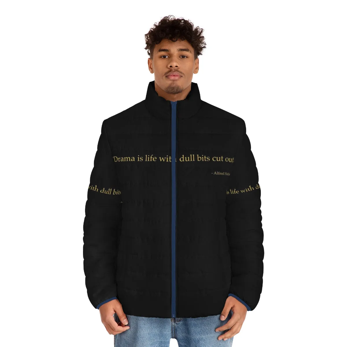 Alfred Hitchcock Quote Puffer Jacket - Fashion Inspired by the Master of Suspense