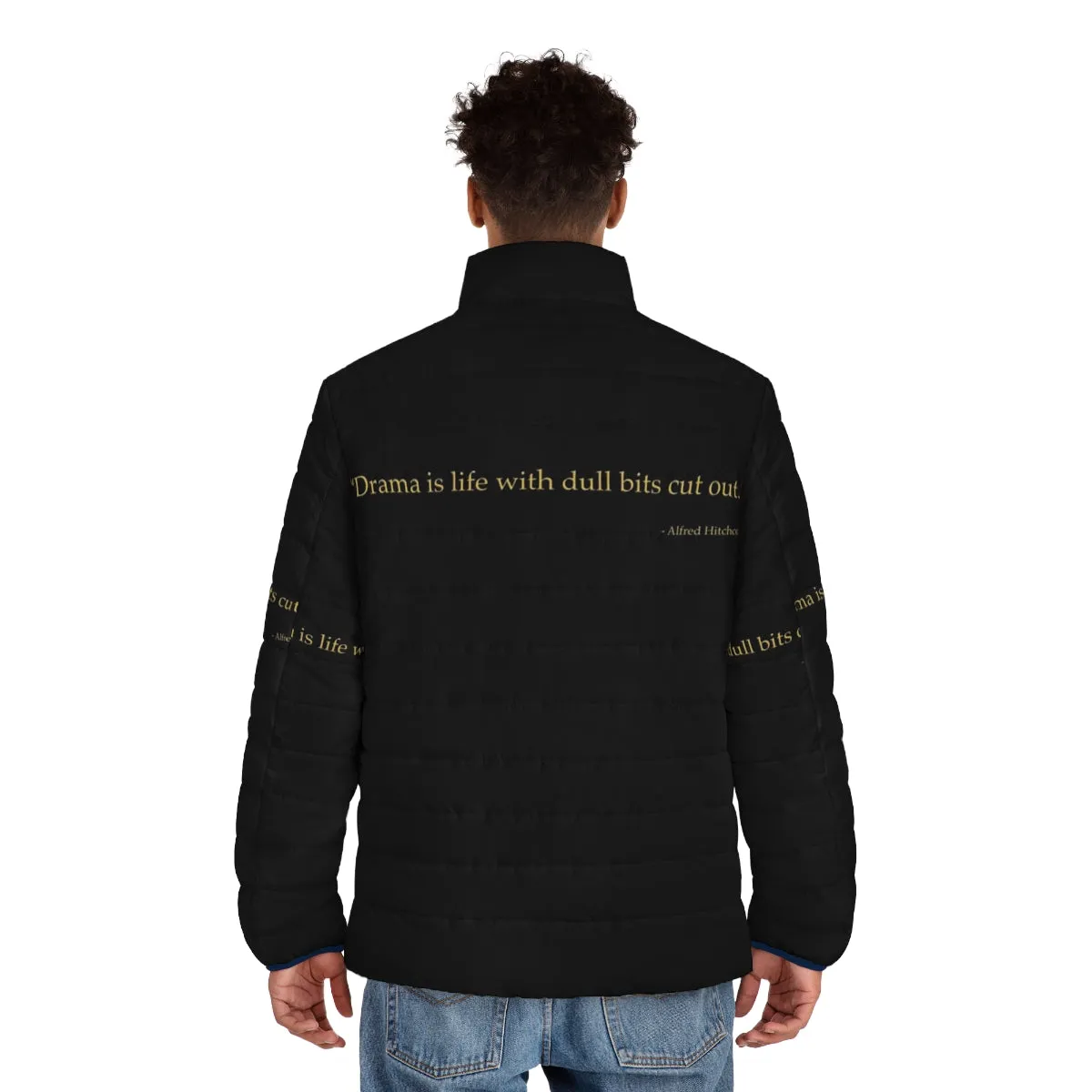 Alfred Hitchcock Quote Puffer Jacket - Fashion Inspired by the Master of Suspense