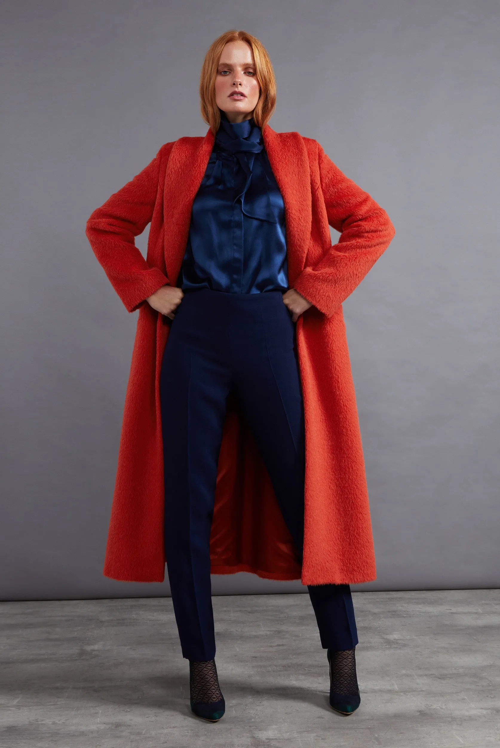 Alpaca/Wool Coat in Burnt Orange - Tahlia