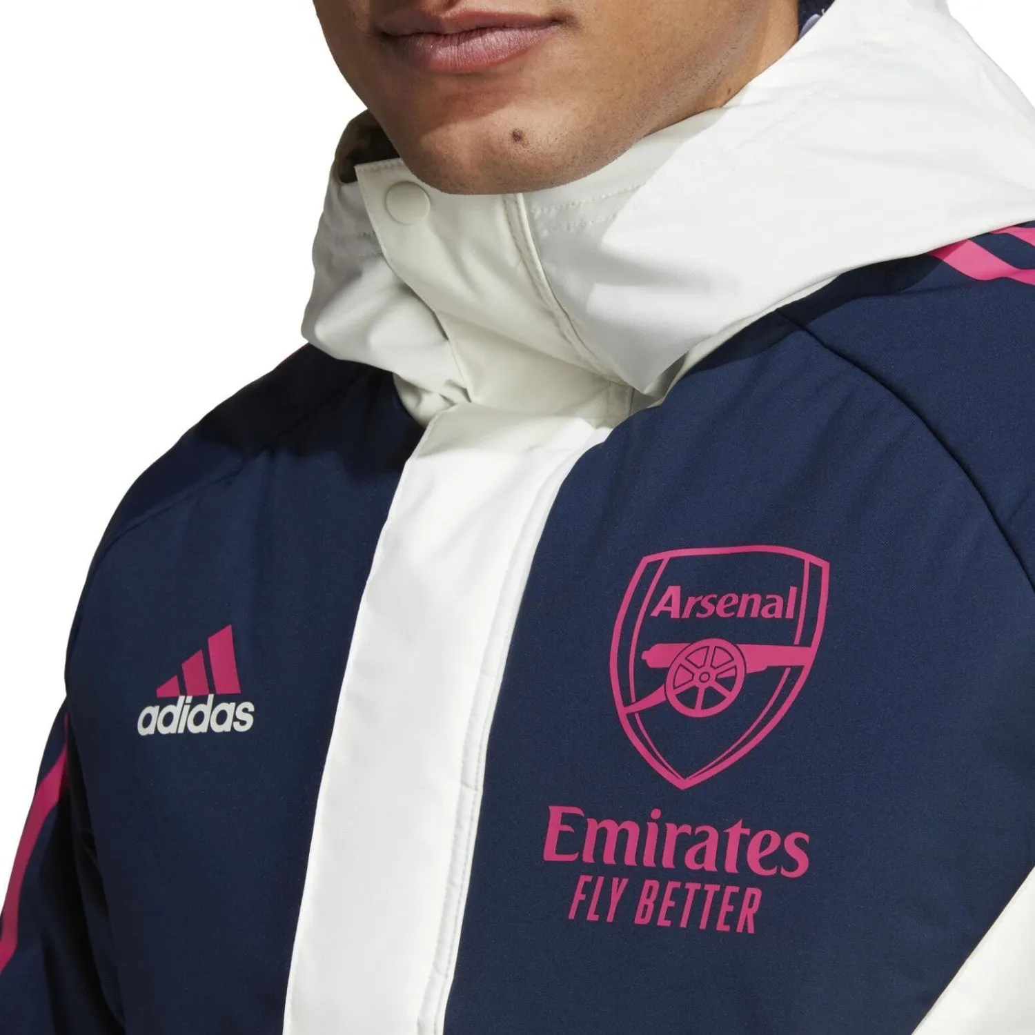 Arsenal FC Soccer parka down jacket 2023 white/blue - Adidas