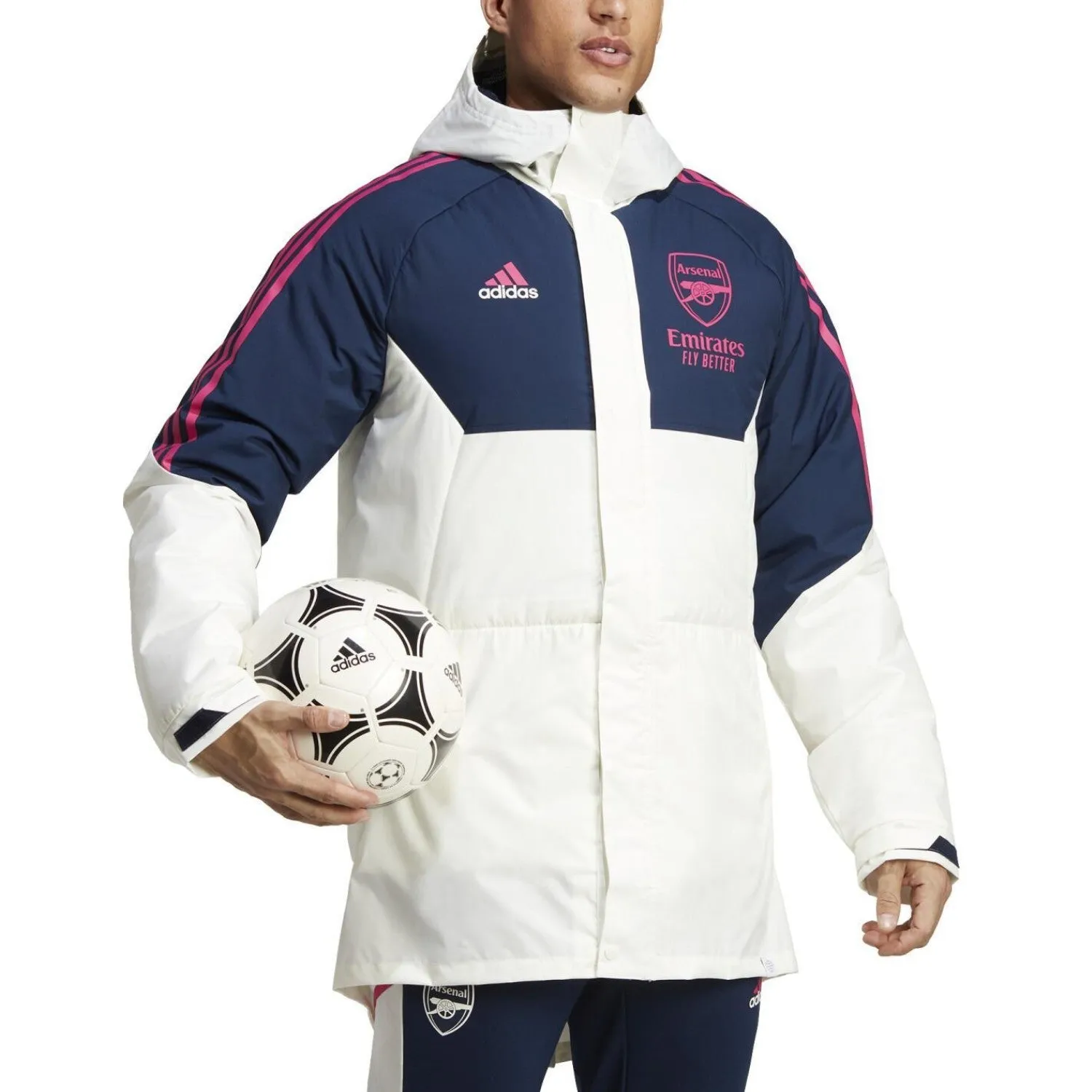 Arsenal FC Soccer parka down jacket 2023 white/blue - Adidas