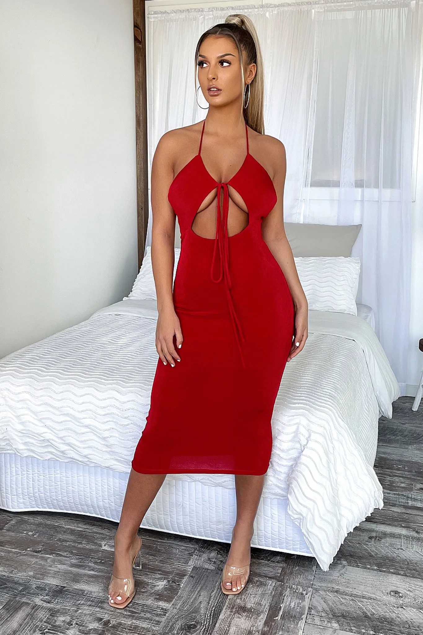 Averta Midi Dress - Red