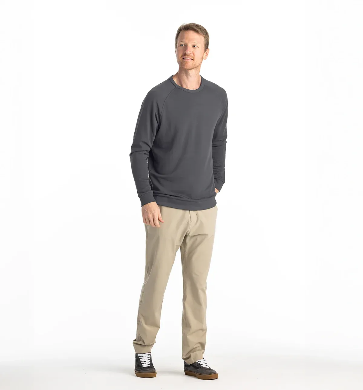 Bamboo Fleece Crewneck in Black Sand