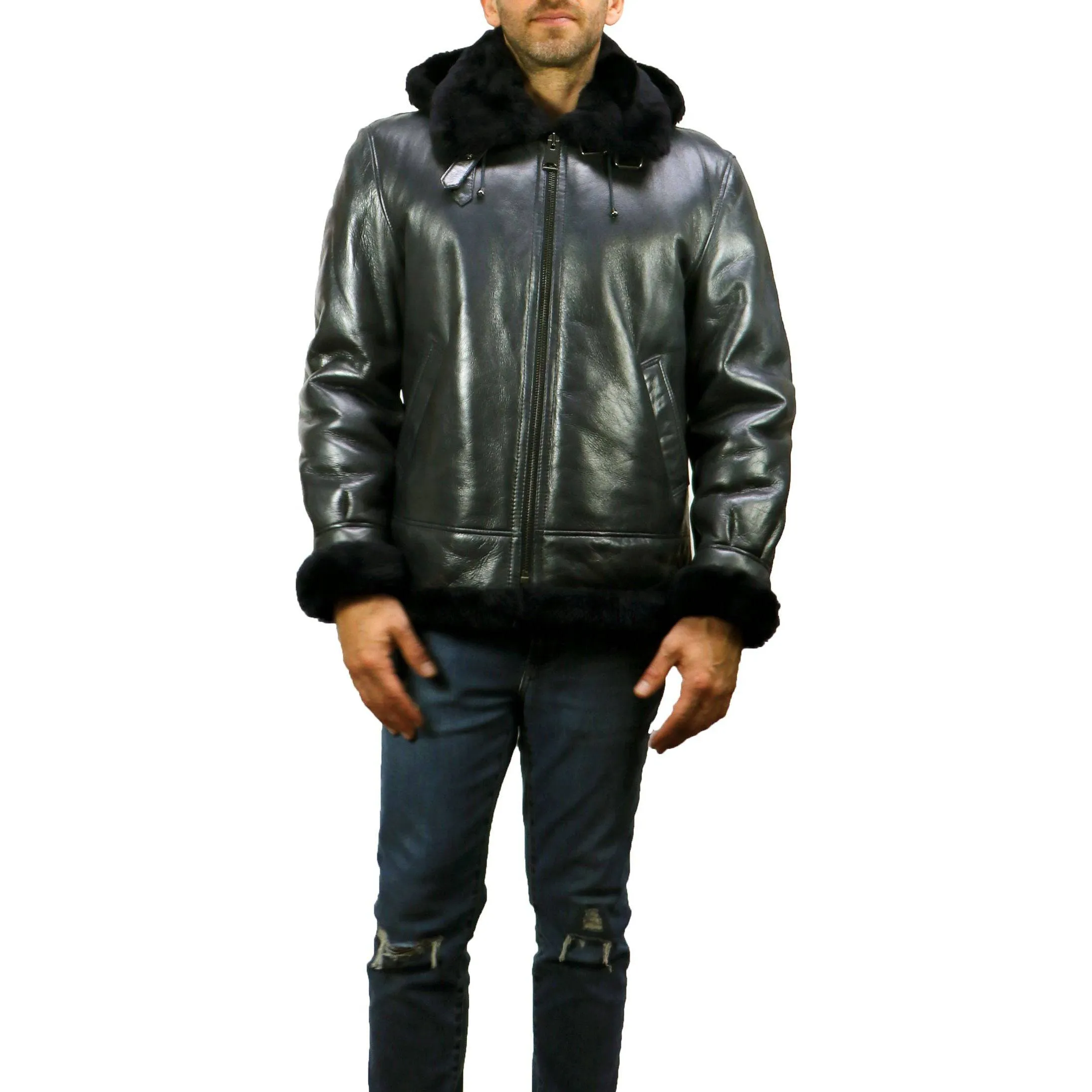 BARYA NEW YORK Men's B-3 Sheepskin shearling Jacket