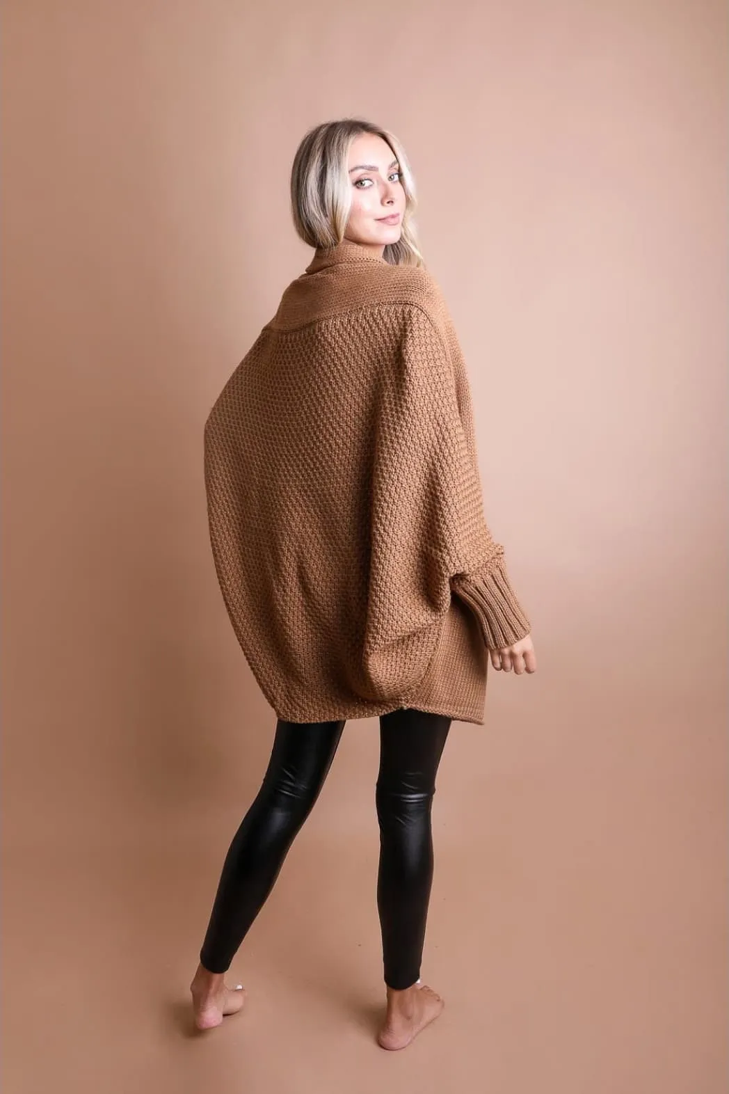 Bat Sleeve Knit Cardigan (Camel)