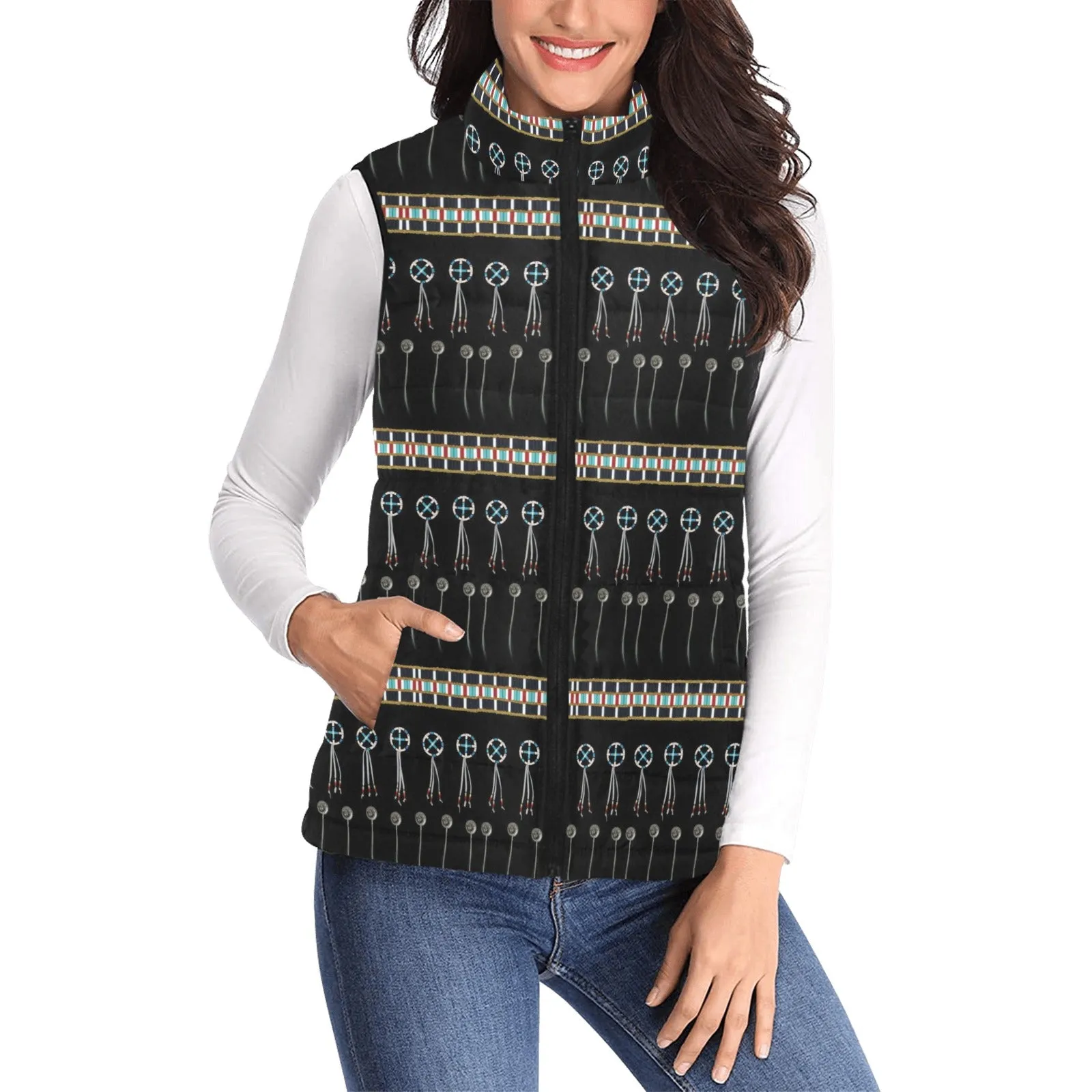 Beaded Bracelet Women's Padded Vest Jacket