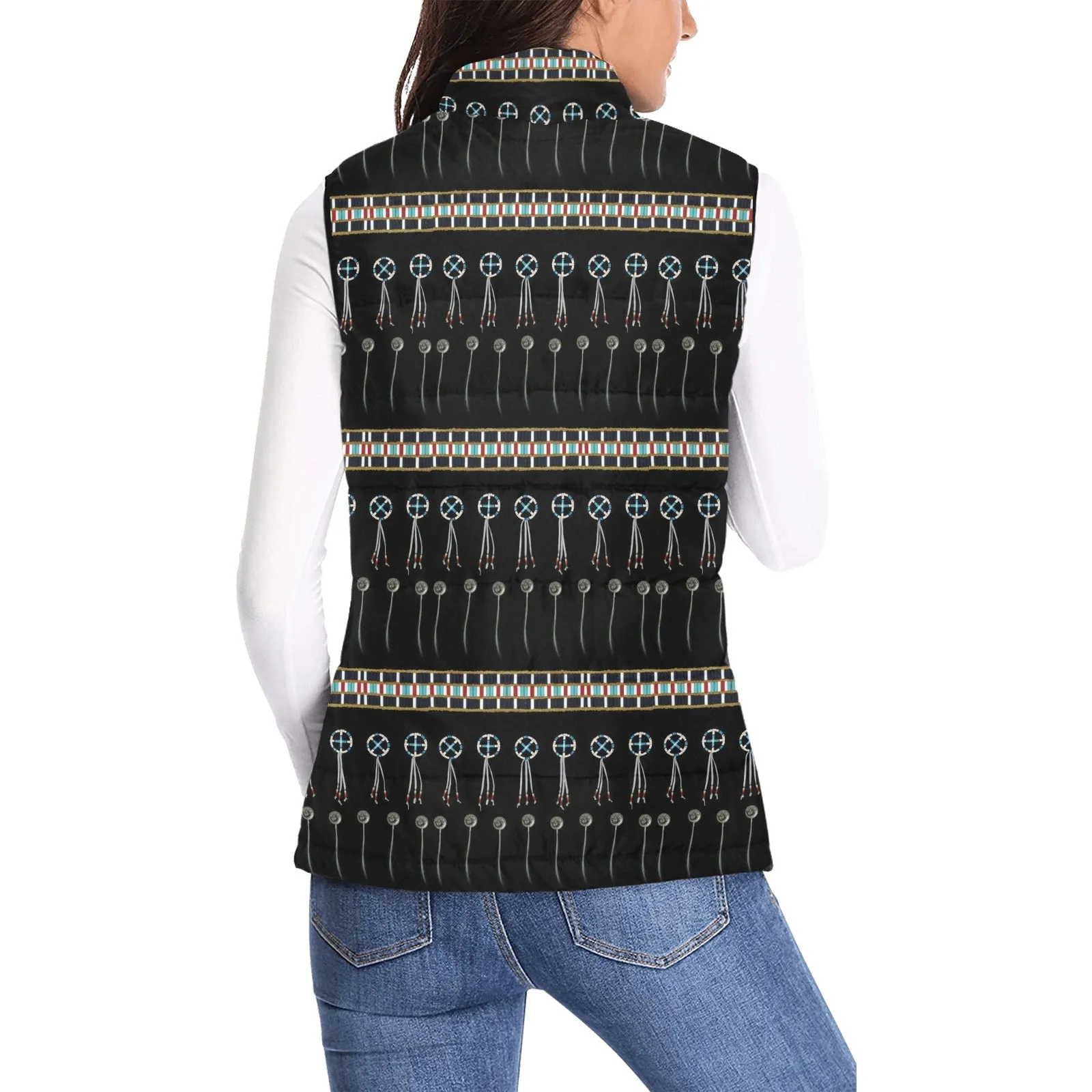 Beaded Bracelet Women's Padded Vest Jacket