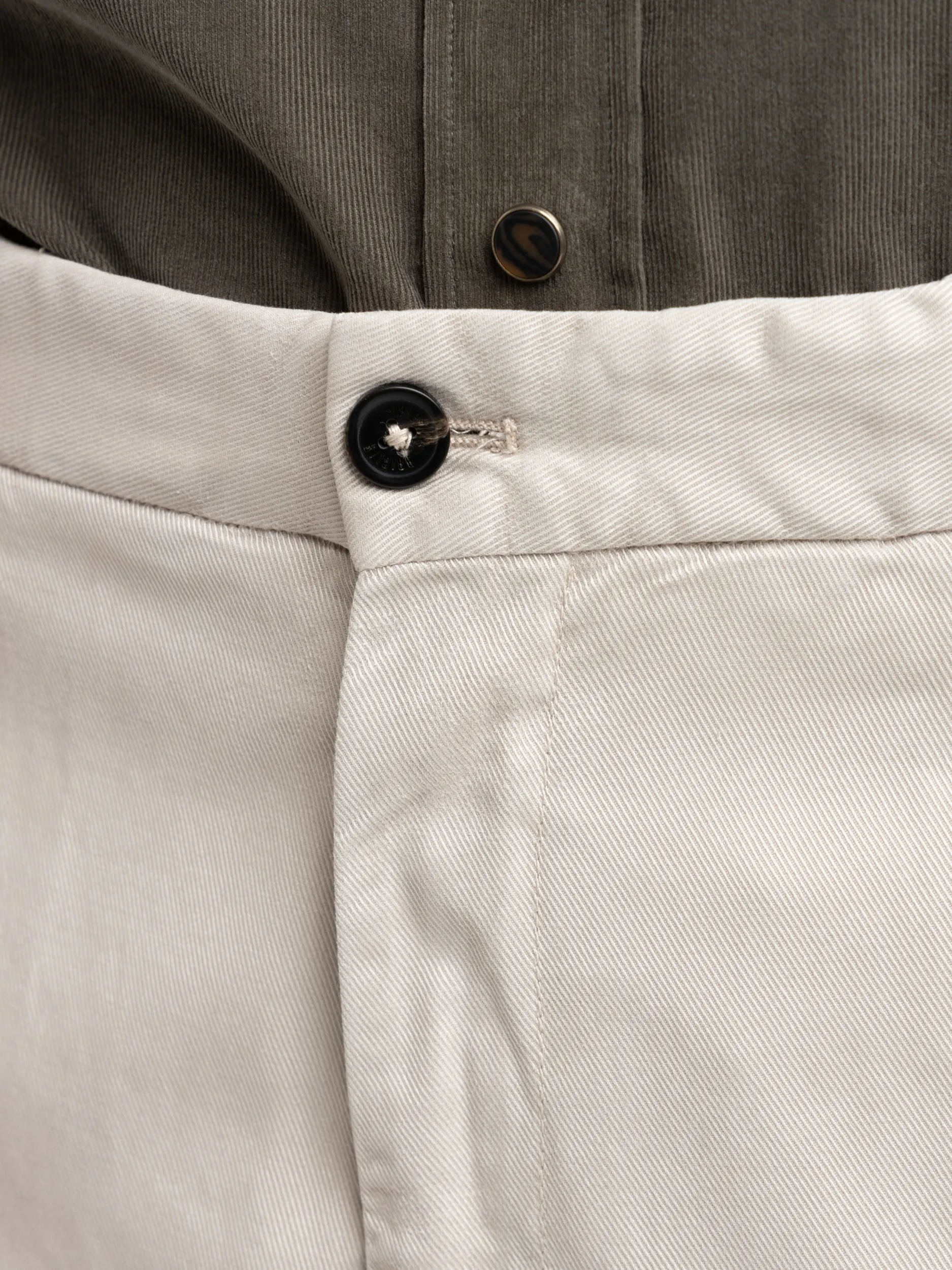 Beige Twill Cotton Blend Chinos