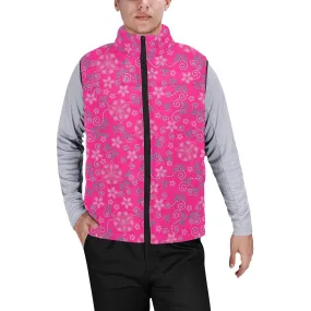 Berry Picking Pink Men's Padded Vest Jacket