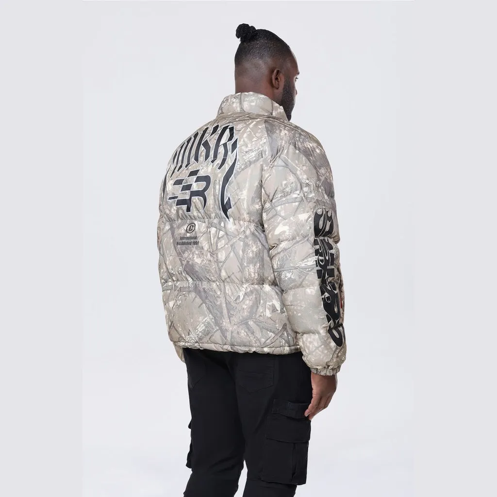 Big and Tall - Printed Puffer Jacket - Khaki Hunting Camo