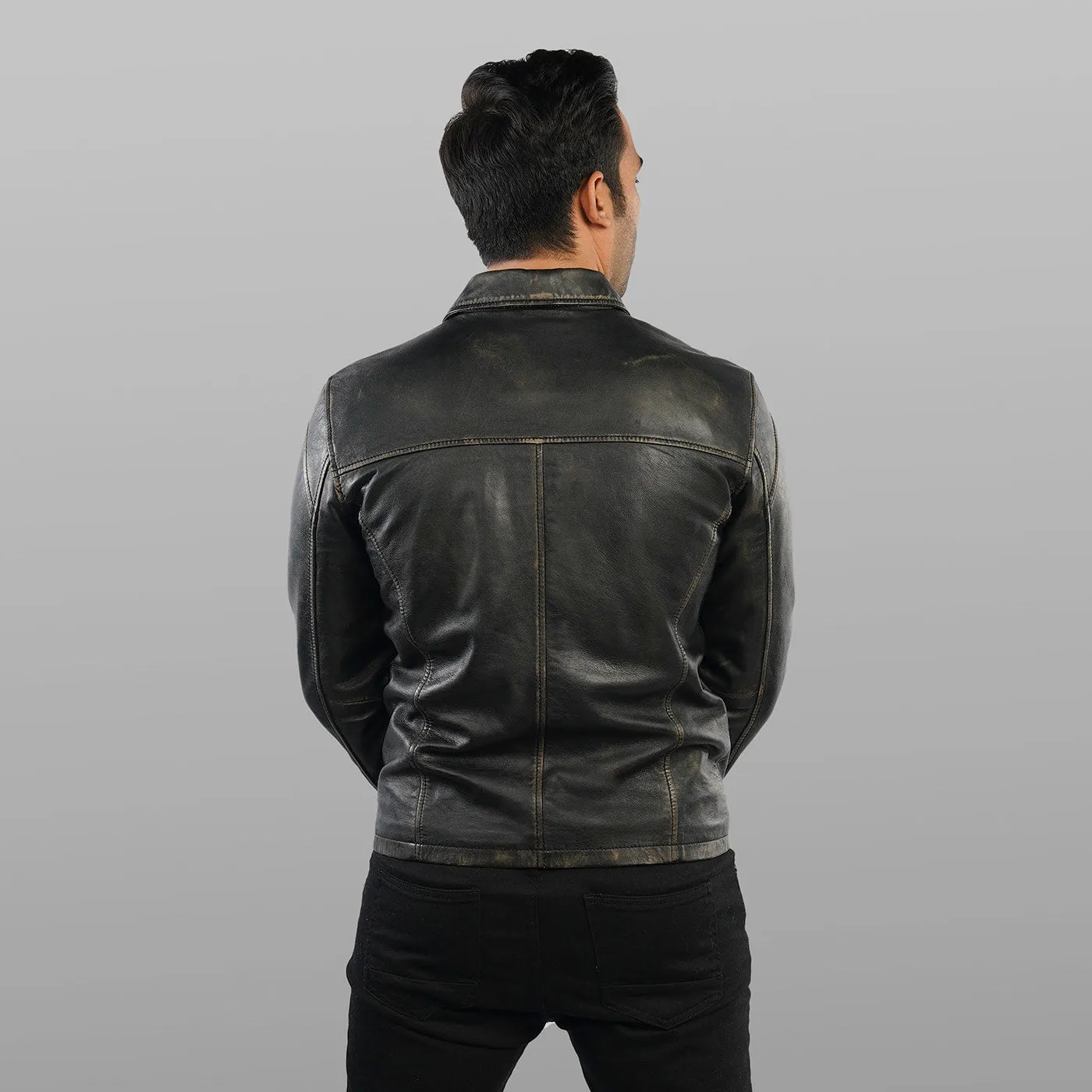 Biker Leather Jacket - Rub-Off Edition | Kaptan