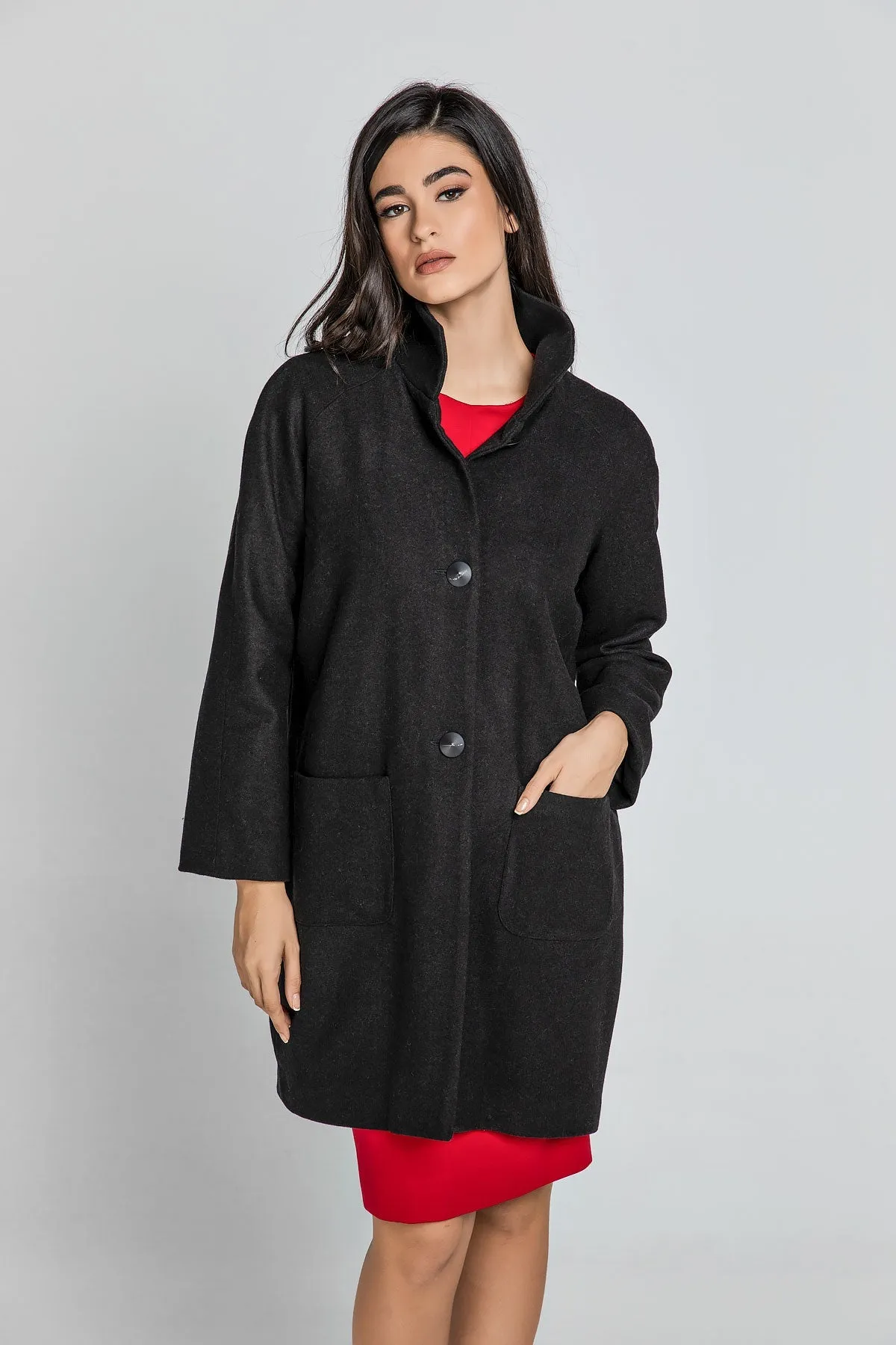 Black Blend Coat by Conquista