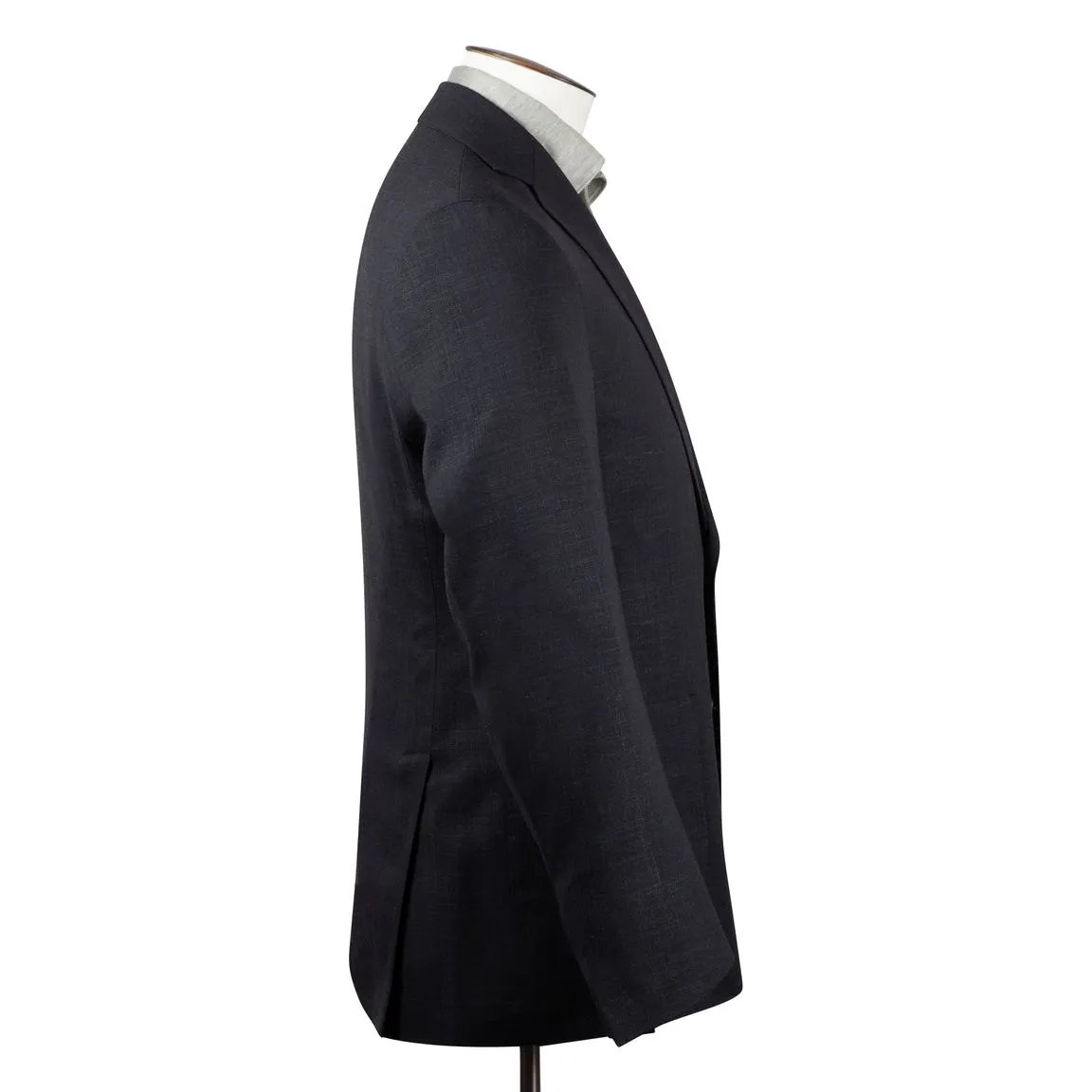 Black Linen Stretch Single-Breasted Blazer