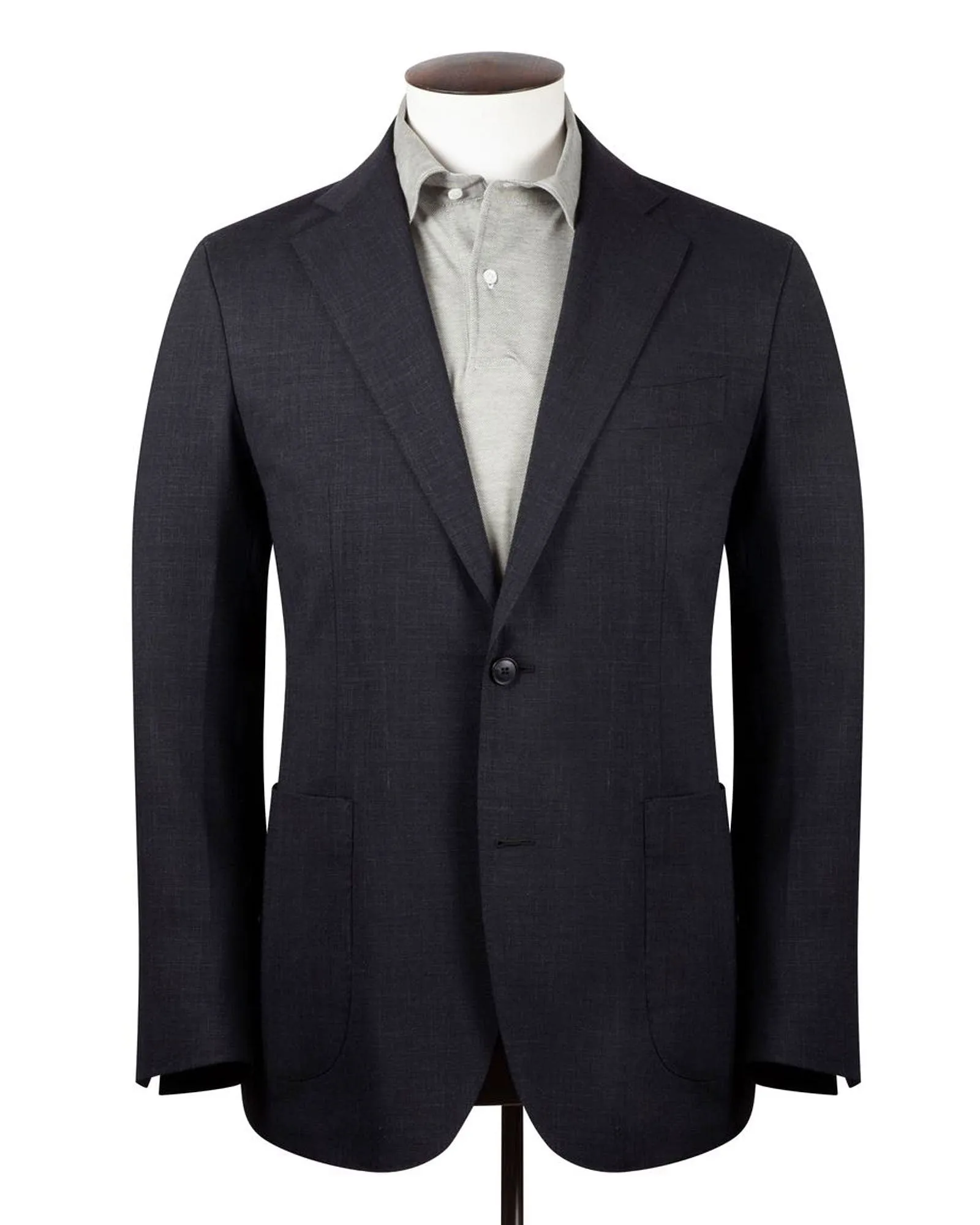 Black Linen Stretch Single-Breasted Blazer