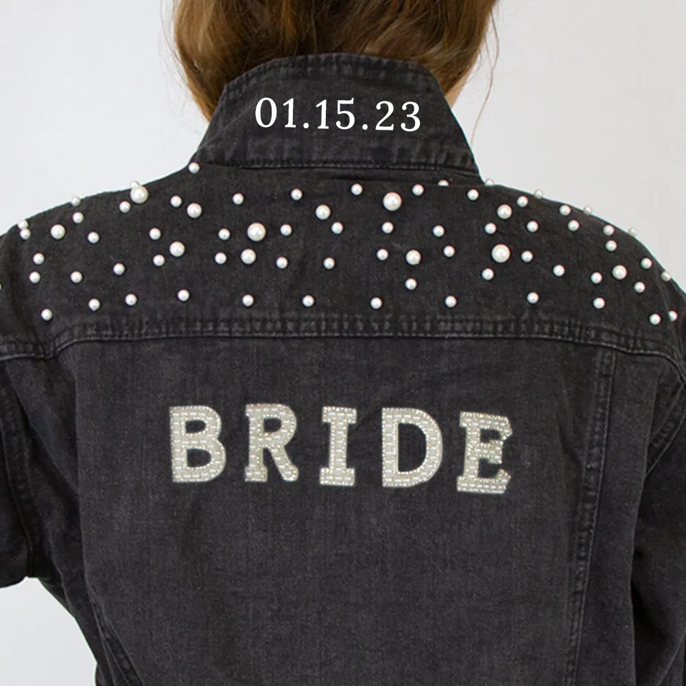 (Black Pearl) Bride Patch  Pearl Denim Jacket