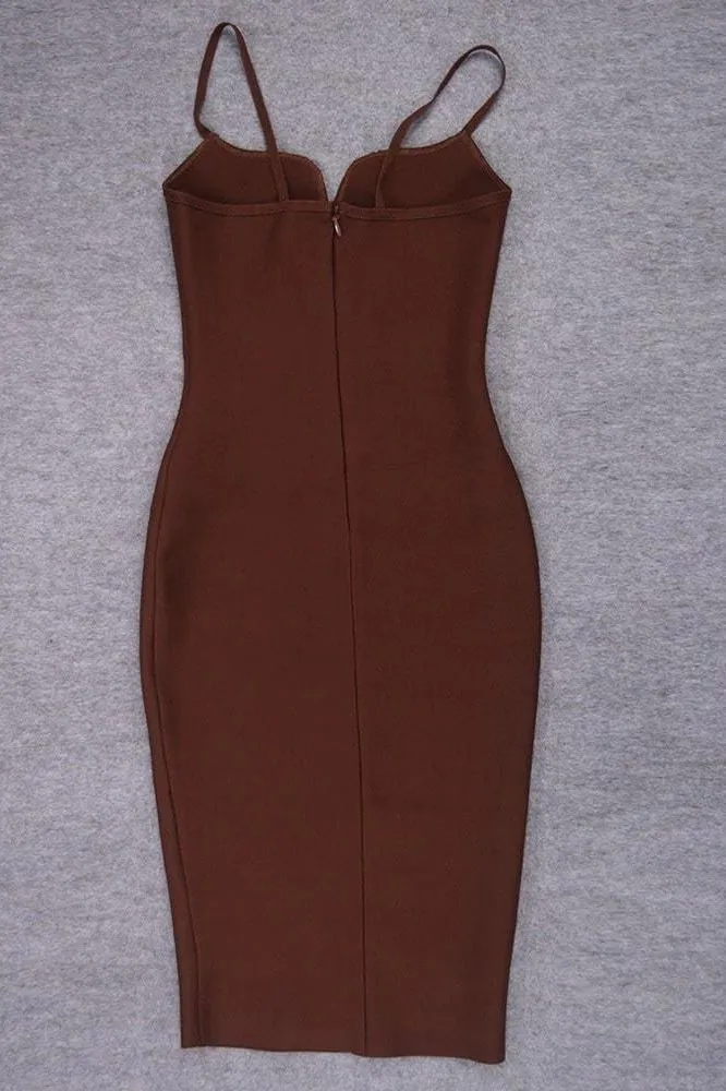 Blanche Bandage Midi Dress - Tan Brown