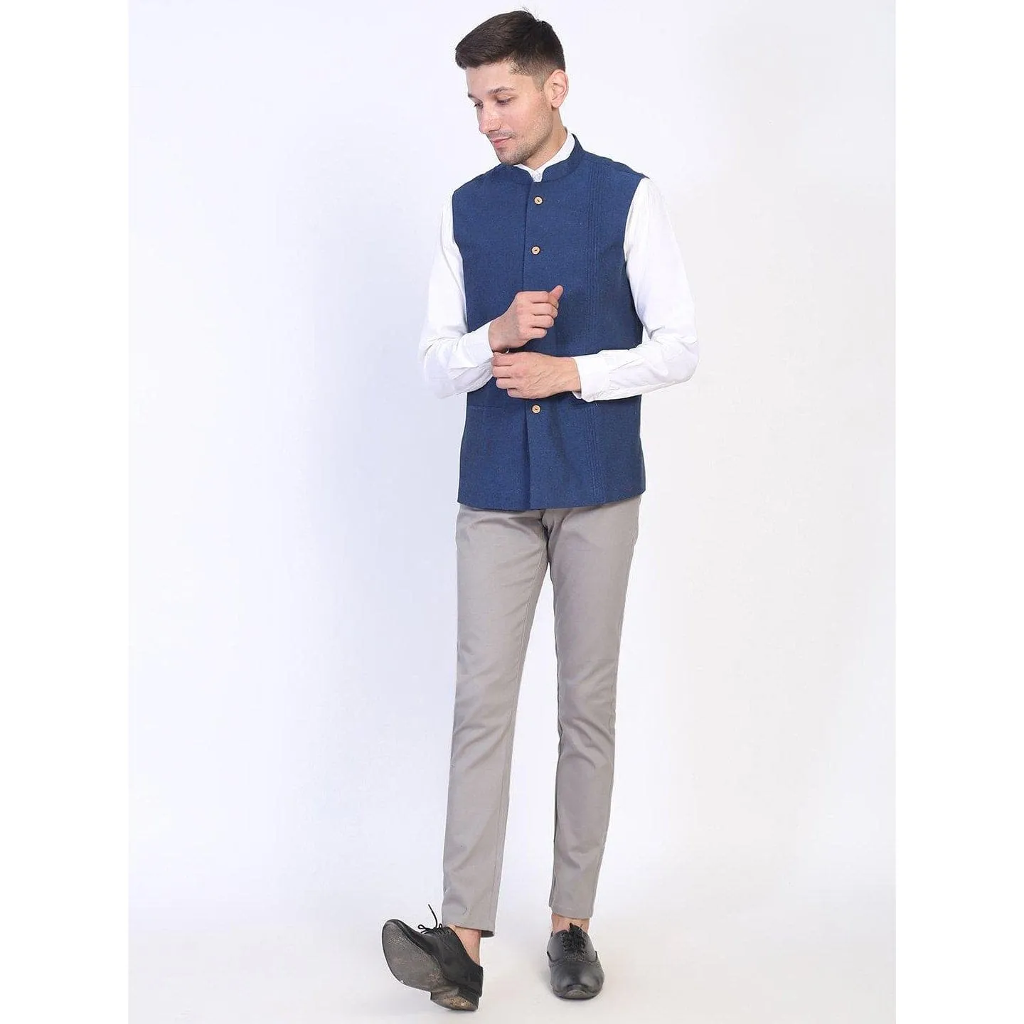 Blue Men Khadi Cotton Sadri