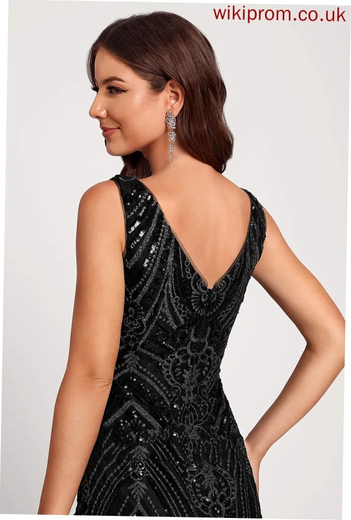 Bodycon Knee-Length V-neck Dress Cocktail Sequined Sophia Club Dresses