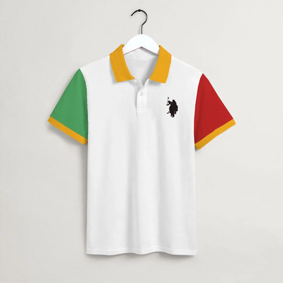 Boys Contrast Sleeves Cotton Polo (7 to 14 Years)