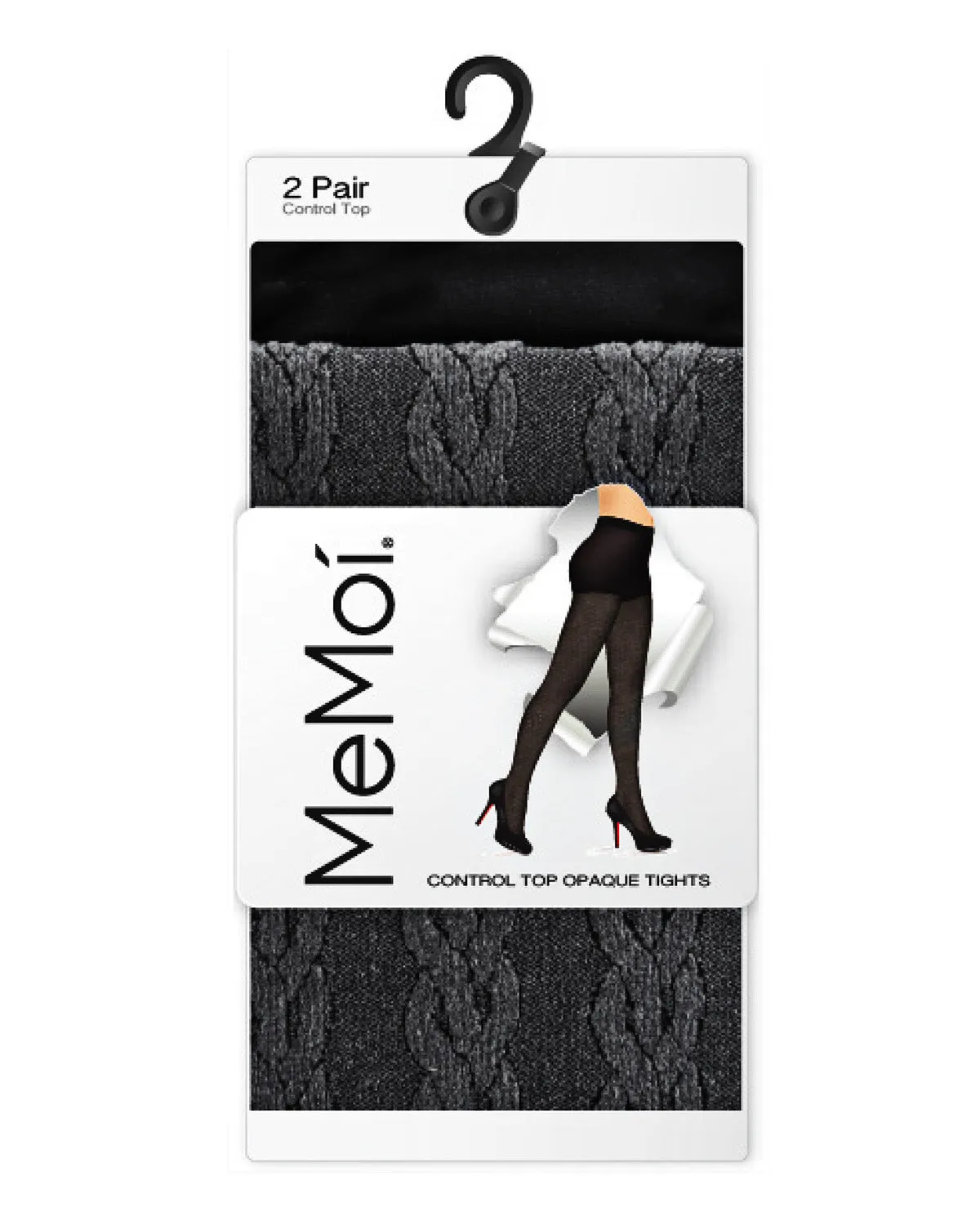 Braided Cable/Solid Control Top Tights 2 Pack