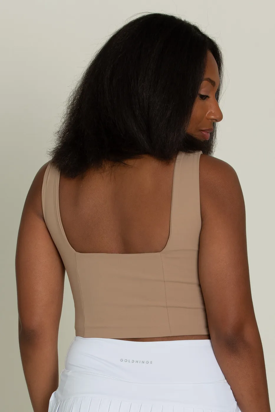 Brown Beige Corset Tank Top