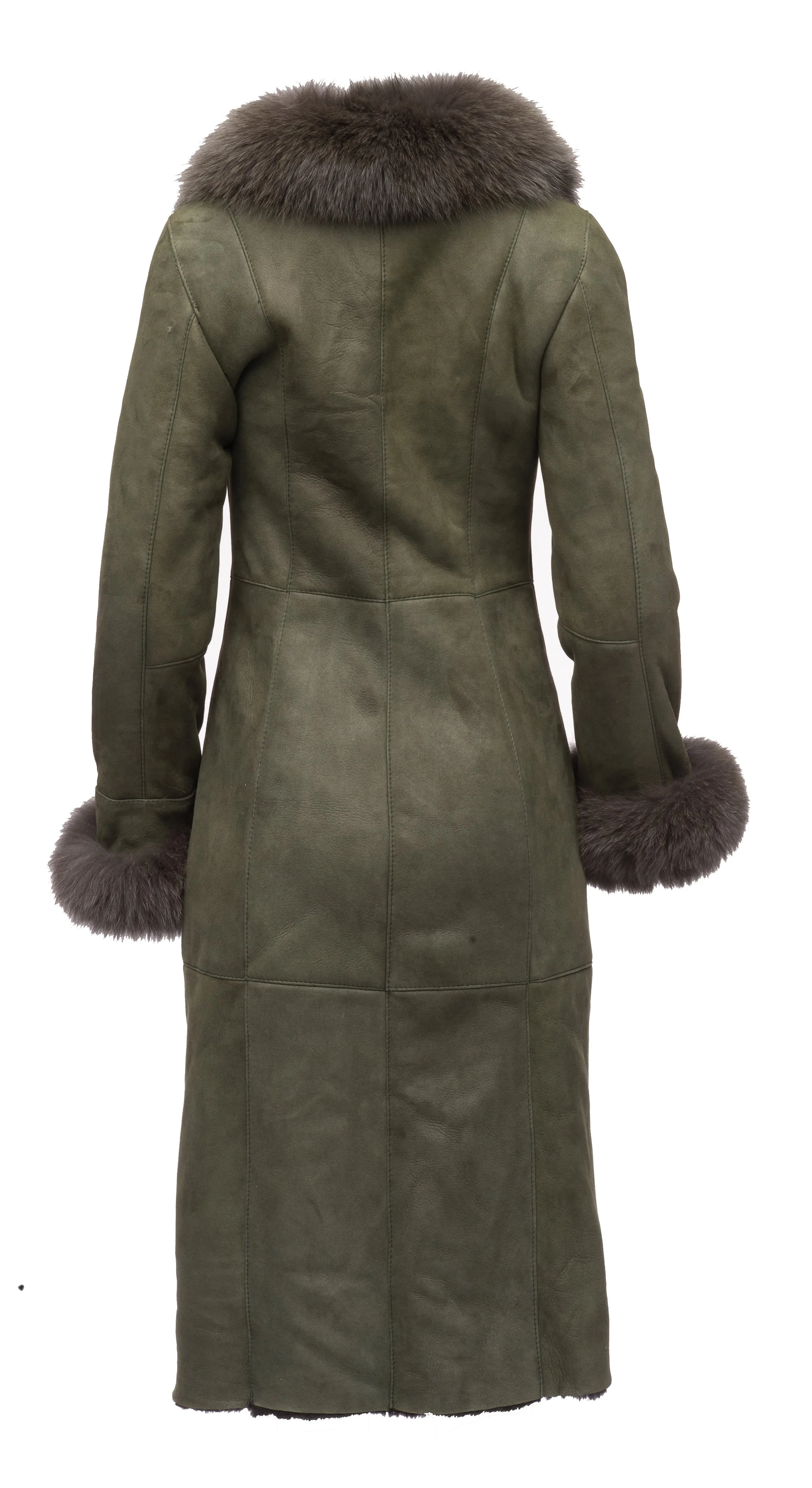 Caitlan’s Shearling Sheepskin Full Length Long Coat With Fox Fur