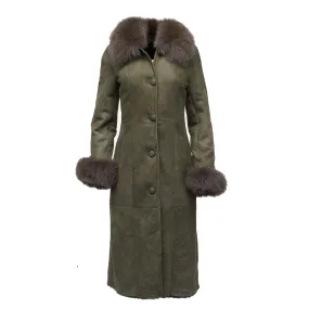 Caitlan’s Shearling Sheepskin Full Length Long Coat With Fox Fur