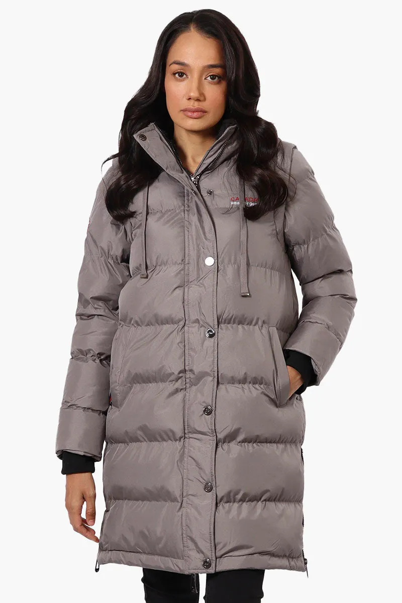 Canada Weather Gear Side Slit Puffer Parka Jacket - Grey