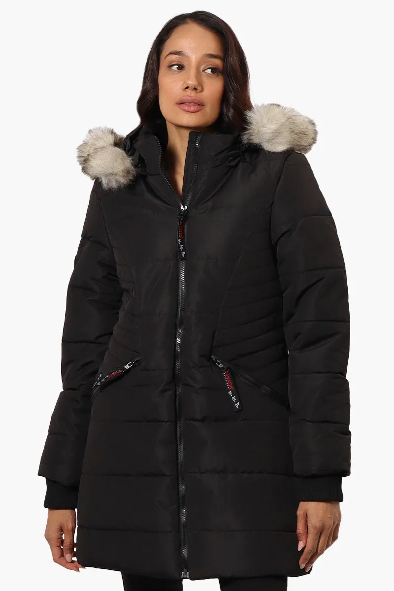 Canada Weather Gear Vegan Fur Hood Puffer Parka Jacket - Black