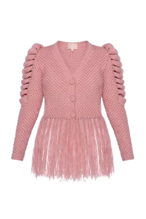 CARDIGAN WITH FRINGES IN PINK