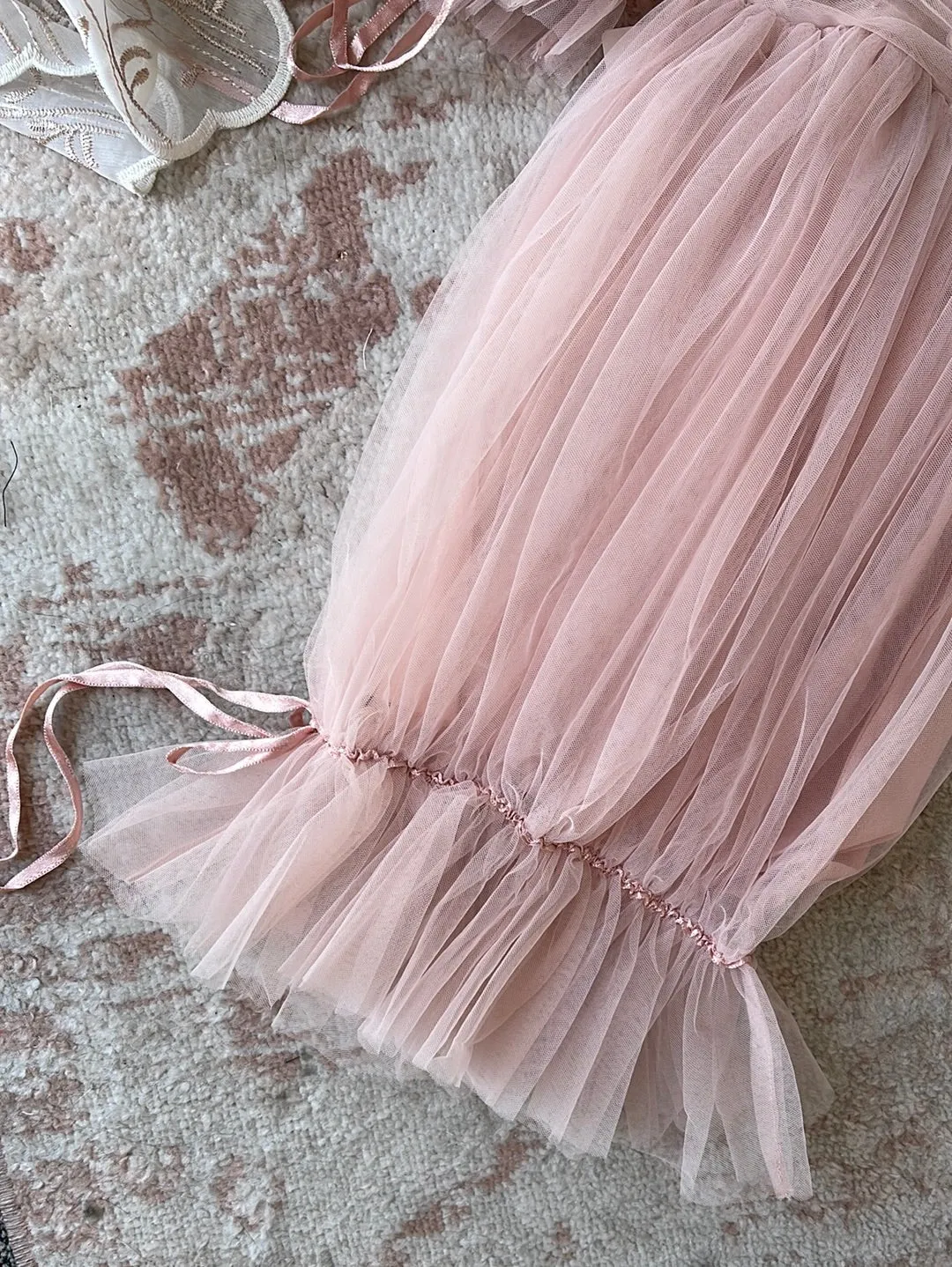 Cascading Babydoll Gown in Blush