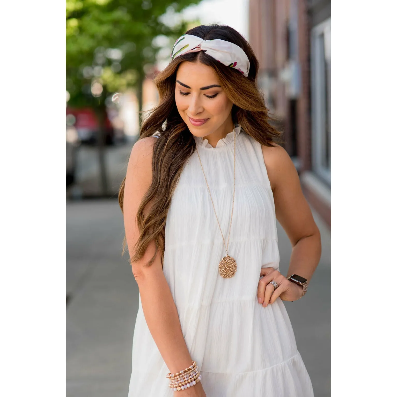 Cinched Neck Tiered Tank Dress