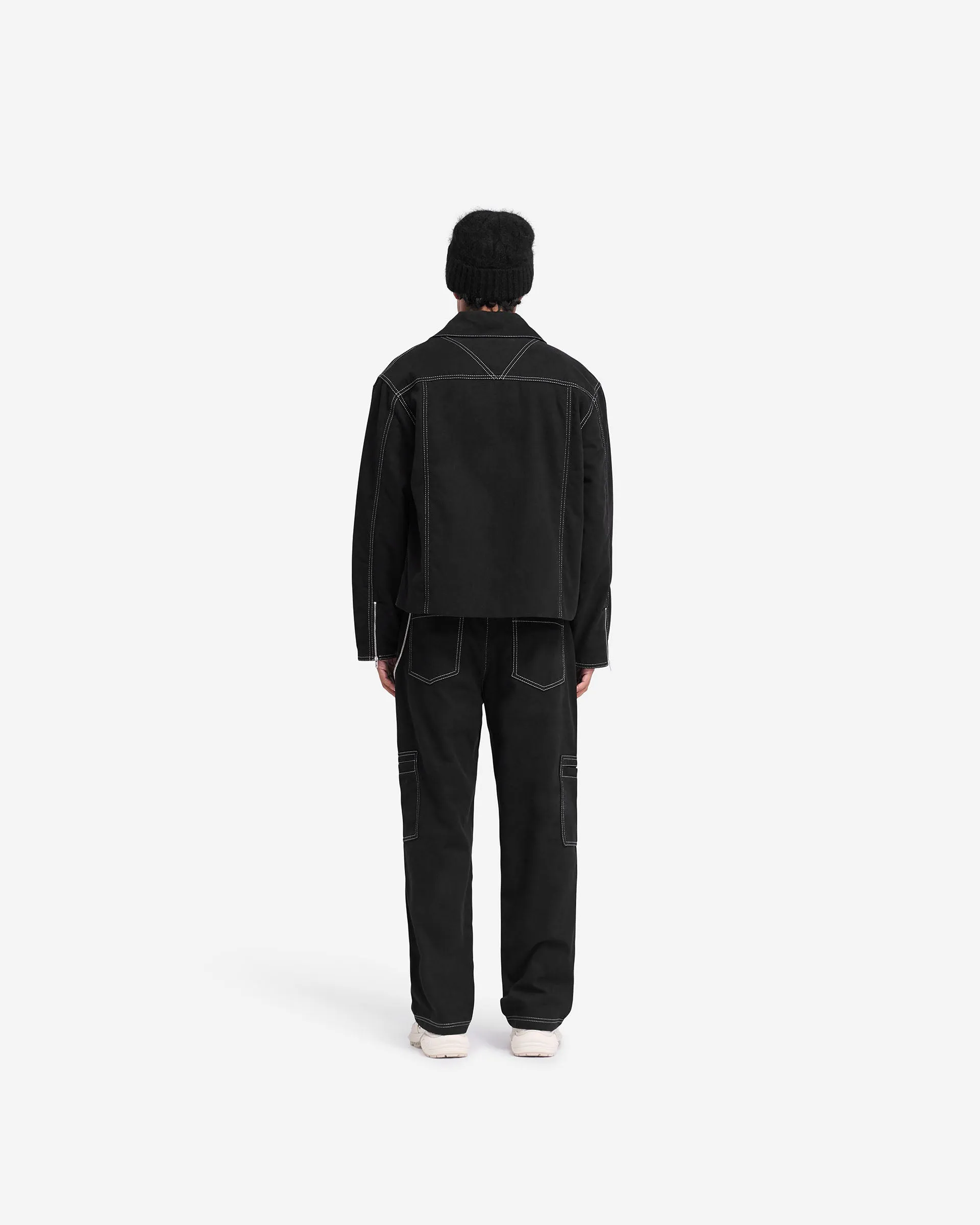 Contrast Stitch Smart Jacket - Jet Black