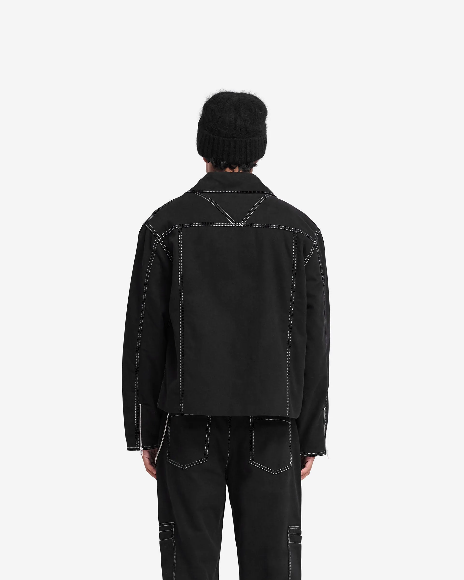 Contrast Stitch Smart Jacket - Jet Black