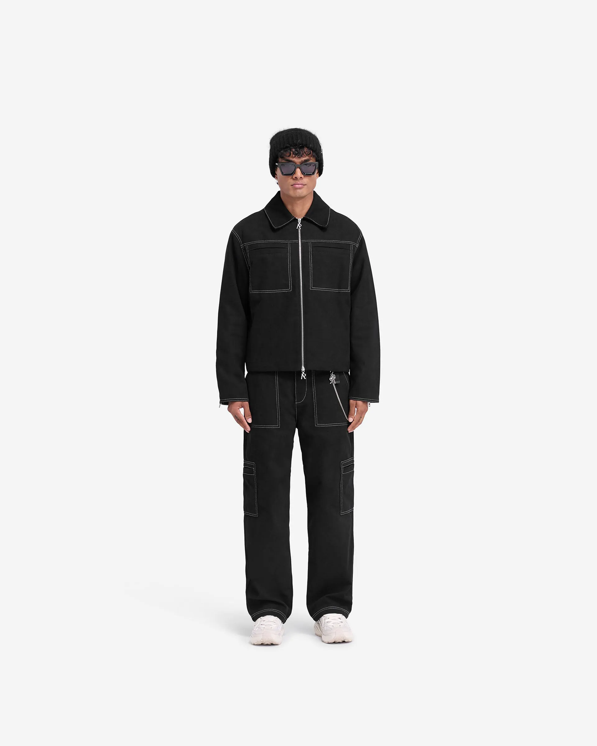 Contrast Stitch Smart Jacket - Jet Black