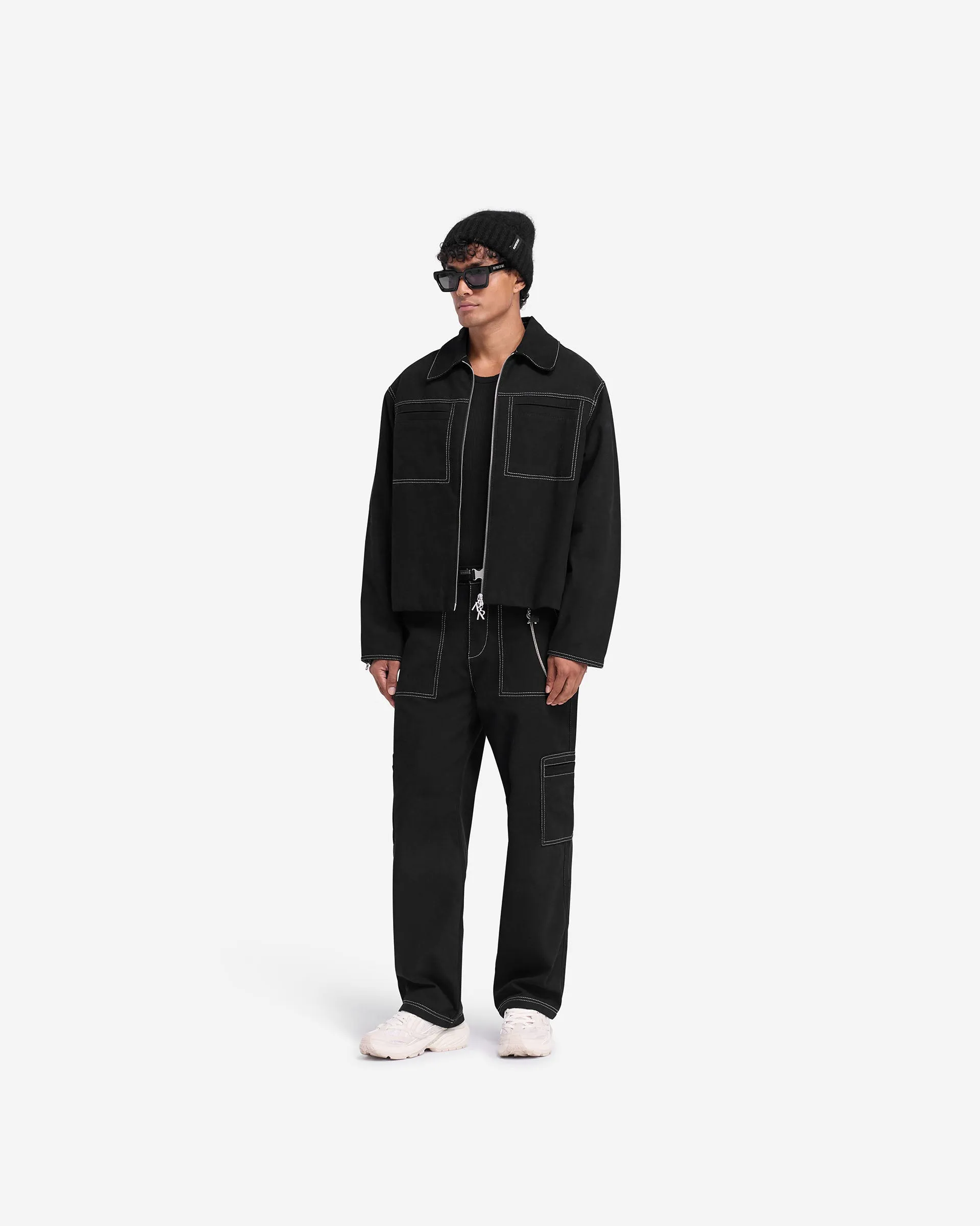 Contrast Stitch Smart Jacket - Jet Black