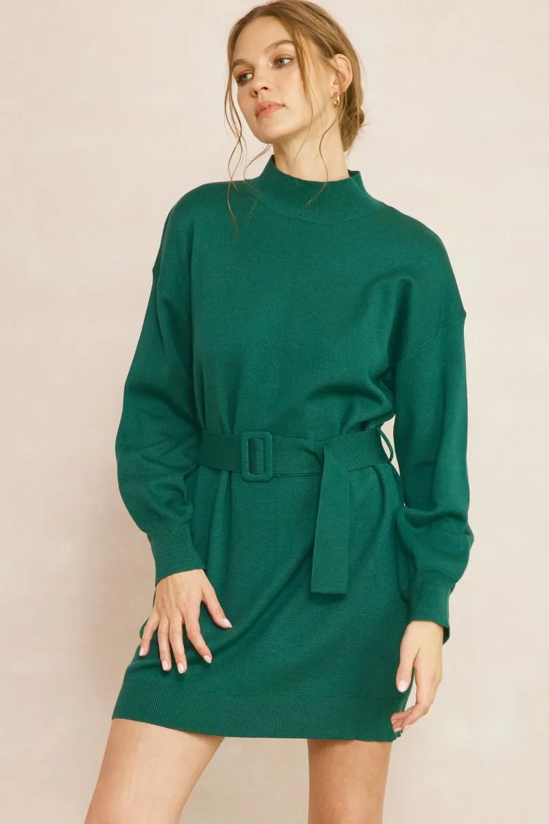 Cozy Dreams Green Knit Dress